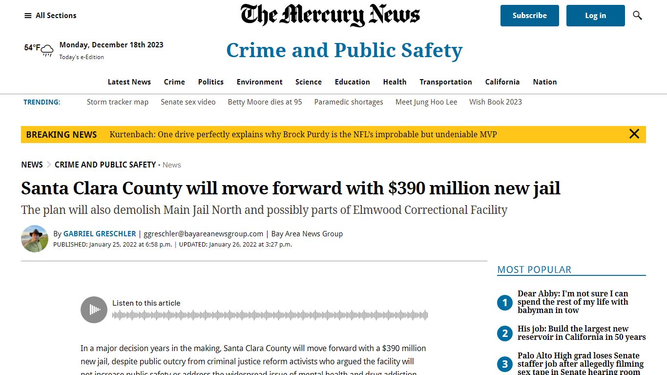 Santa Clara County will move forward with $390m jail - The Mercury News